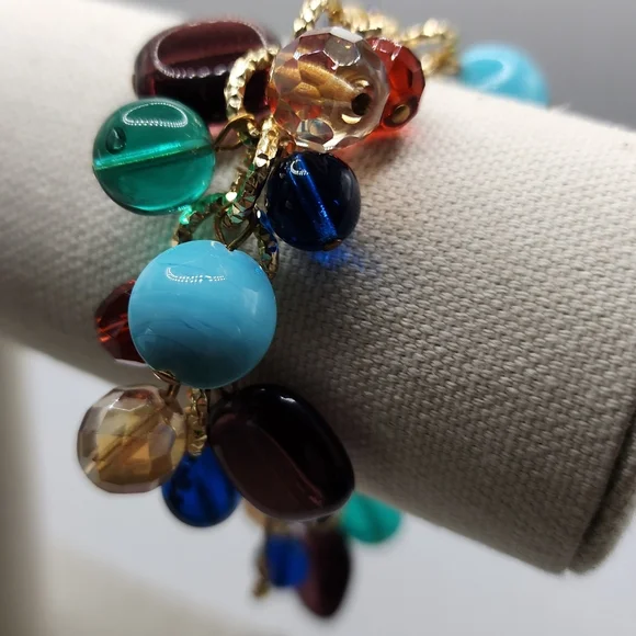 UNO ALLA VOLTA Multicolor Murano Glass Charm Bracelet 7" 1" Extender - Picture 4 of 6